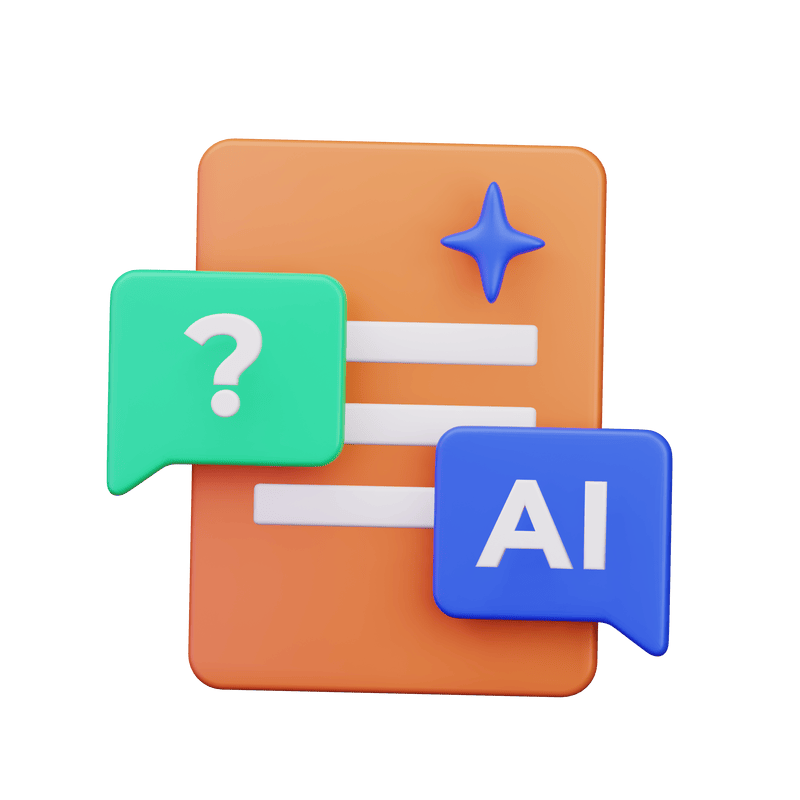 illustration of question mark and AI