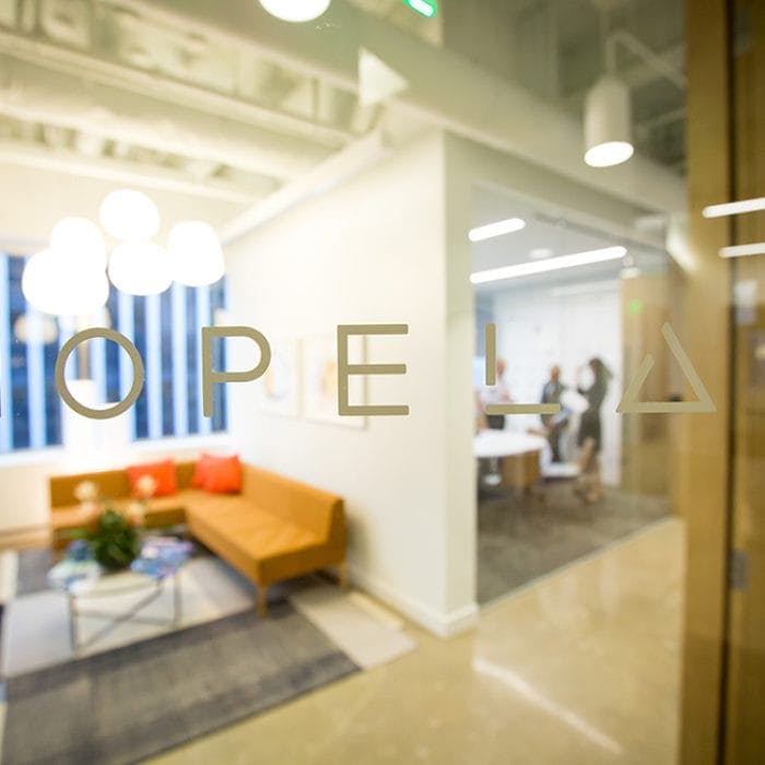 Hopelab logo on office window