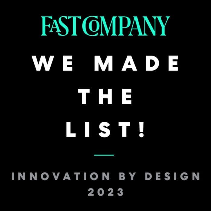 Fast company logo with we made the list innovation by design 2023